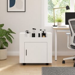 Desk Trolley White Storage Cabinet Mobile Office Organiser Under Desk Cart