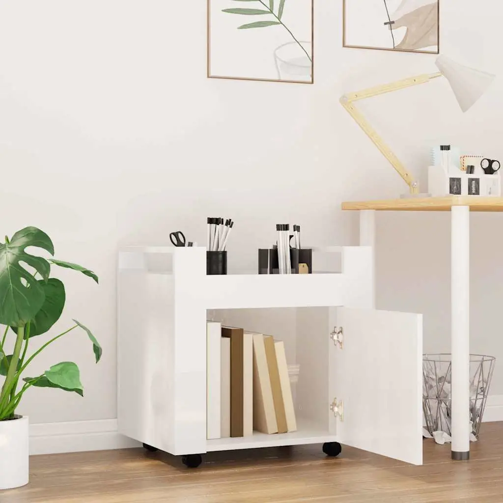Desk Trolley Mobile Storage Cart 60x45x60cm White