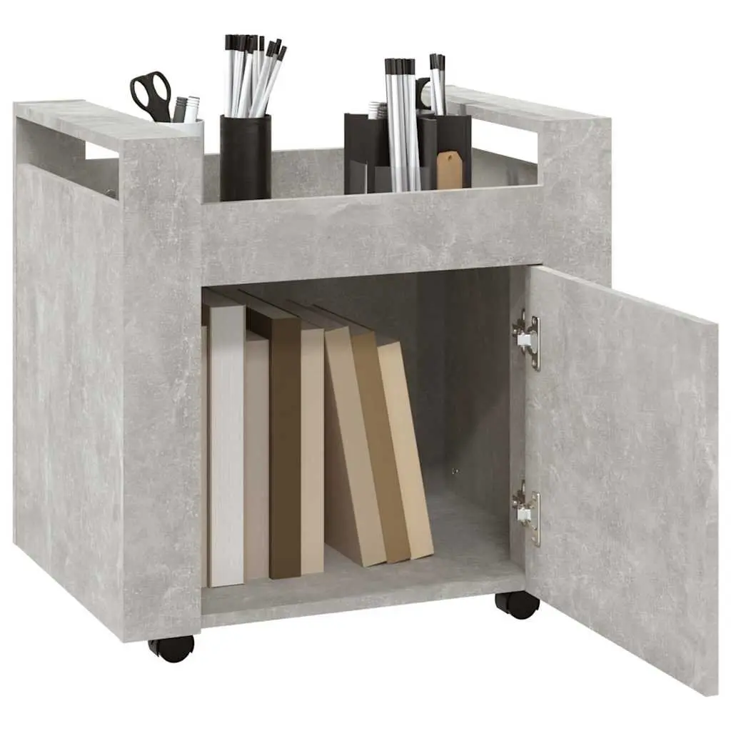 Desk Trolley Grey 60x45x60cm Engineered Wood Mobile Storage Cabinet with Casters