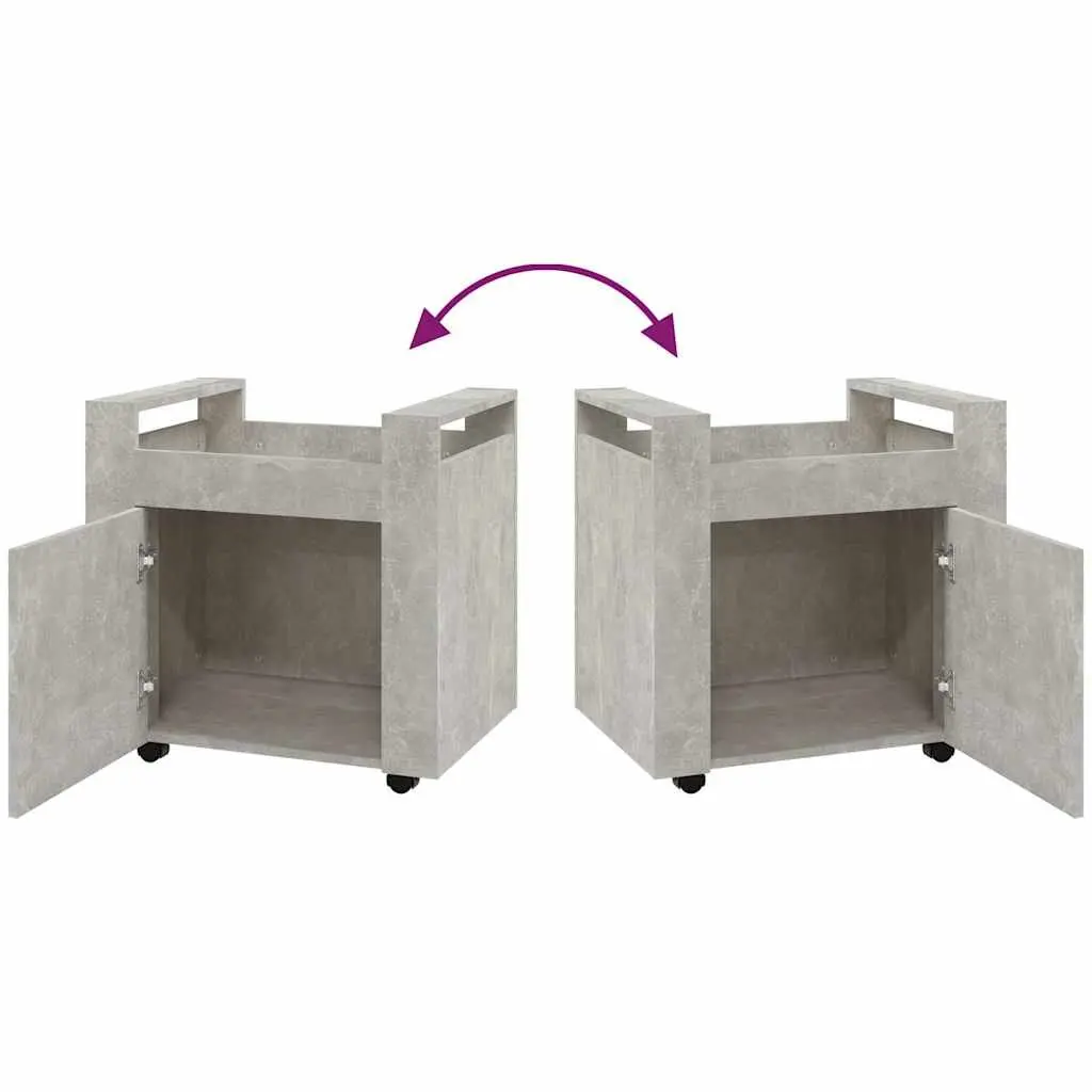 Desk Trolley Grey 60x45x60cm Engineered Wood Mobile Storage Cabinet with Casters