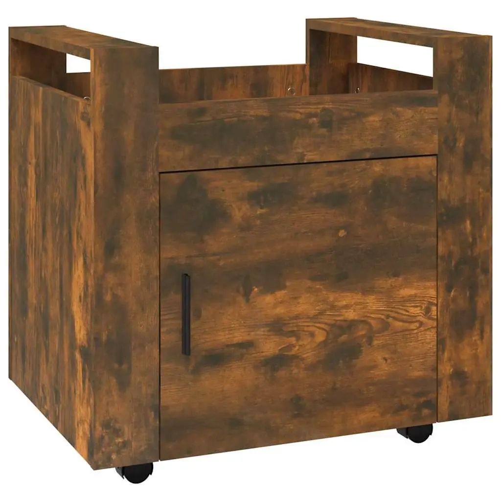 Desk Trolley Office Storage Unit Enclosed Brown Engineered Wood 60W x 45D x 60H cm