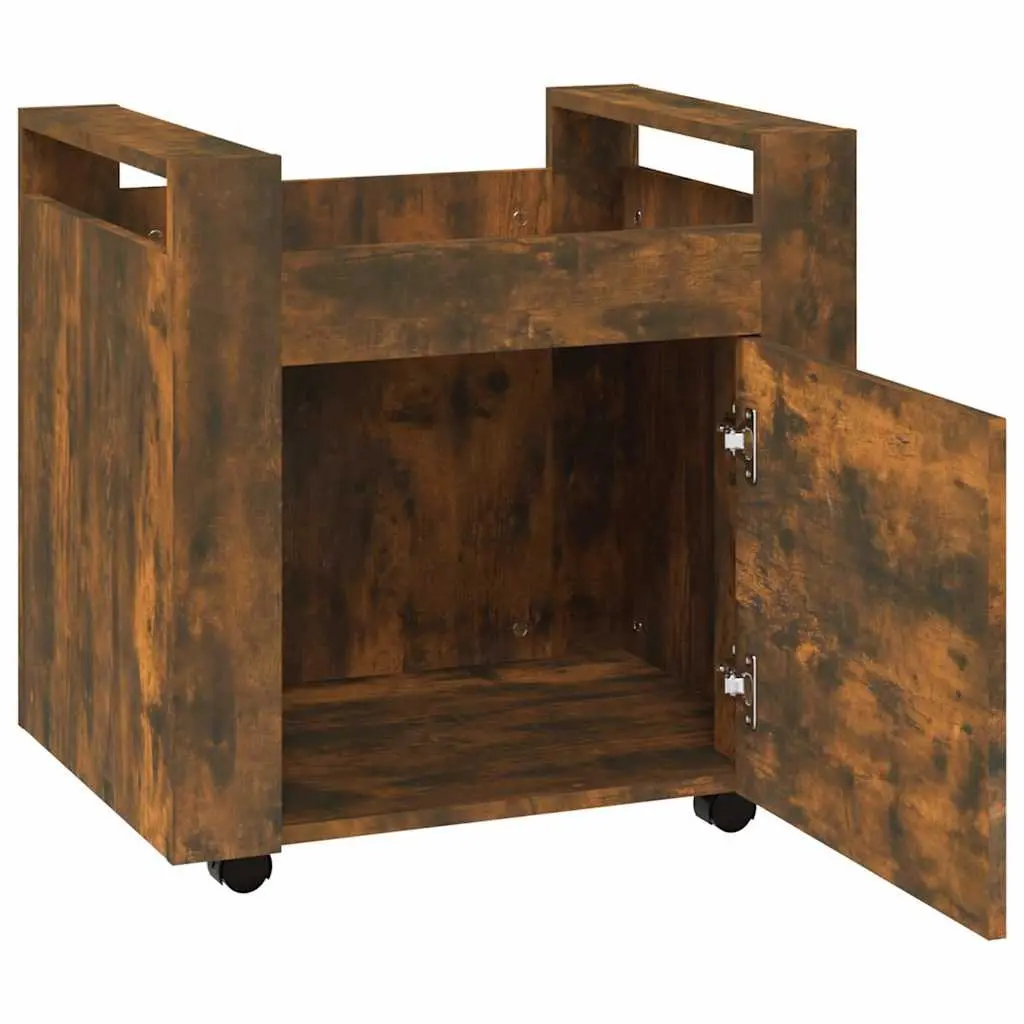 Desk Trolley Office Storage Unit Enclosed Brown Engineered Wood 60W x 45D x 60H cm