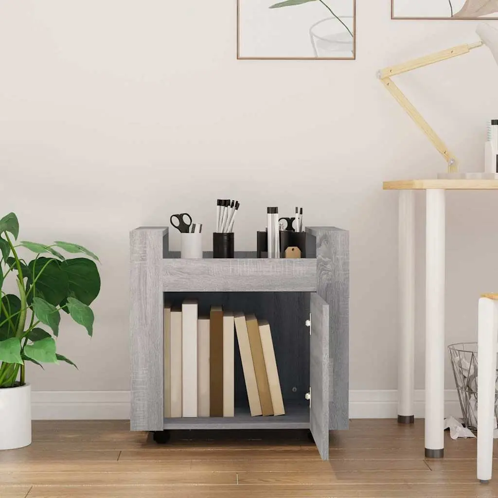 Desk Trolley Mobile Storage Cabinet Grey Office Organiser 60W x 45D x 60H cm