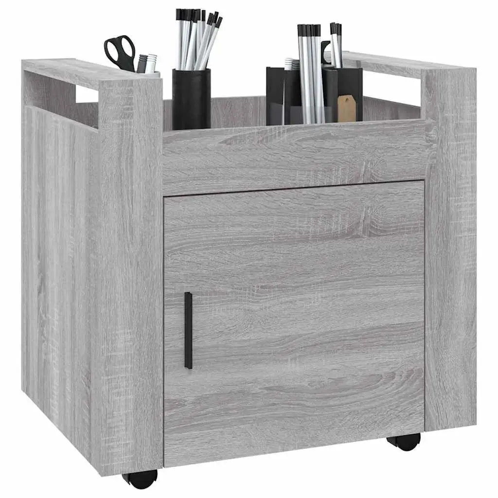 Desk Trolley Mobile Storage Cabinet Grey Office Organiser 60W x 45D x 60H cm