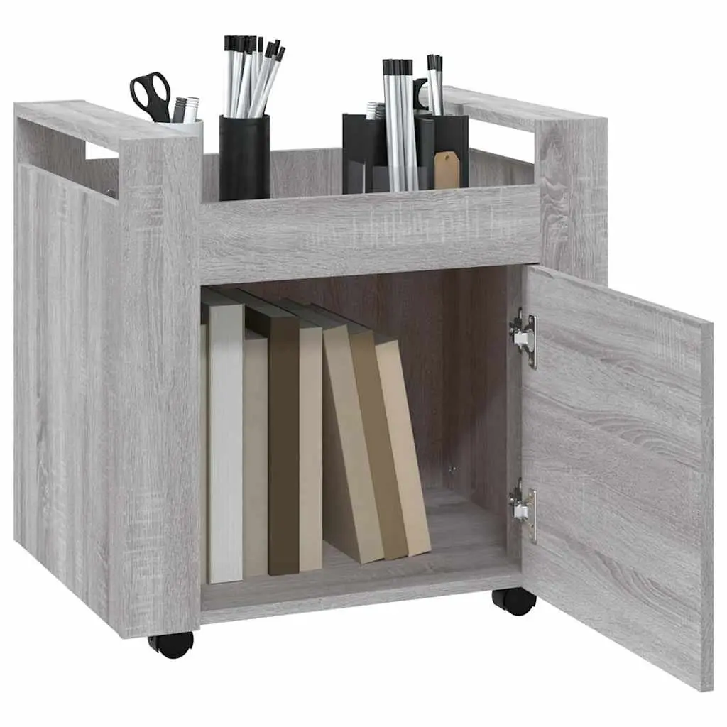 Desk Trolley Mobile Storage Cabinet Grey Office Organiser 60W x 45D x 60H cm