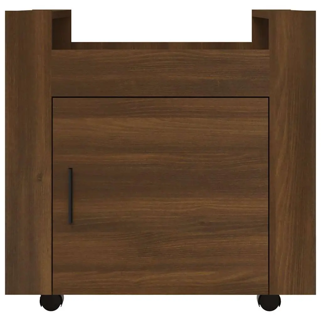 Brown Oak Desk Trolley with Storage Options