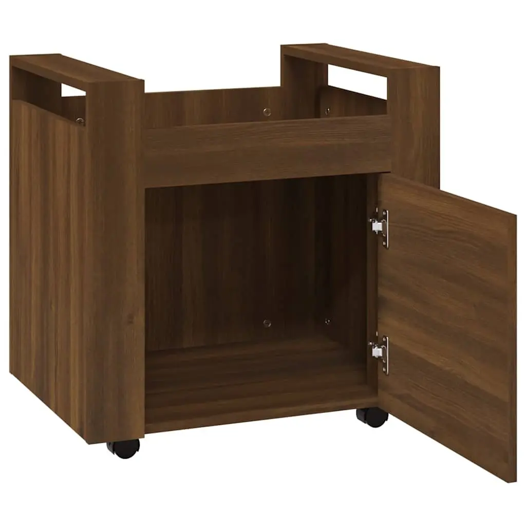 Brown Oak Desk Trolley with Storage Options