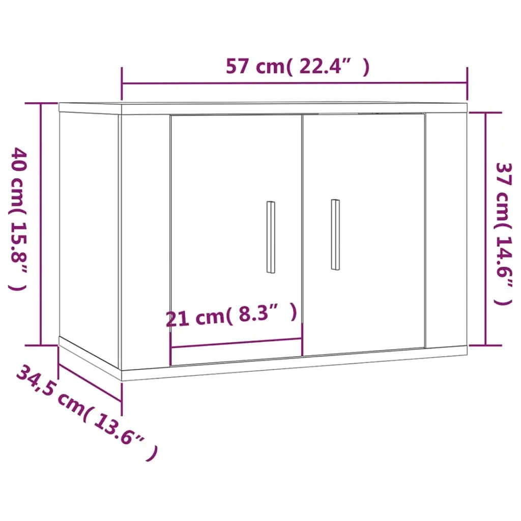 Wall Mounted TV Cabinet Media Storage Unit 57 x 34.5 x 40 cm White
