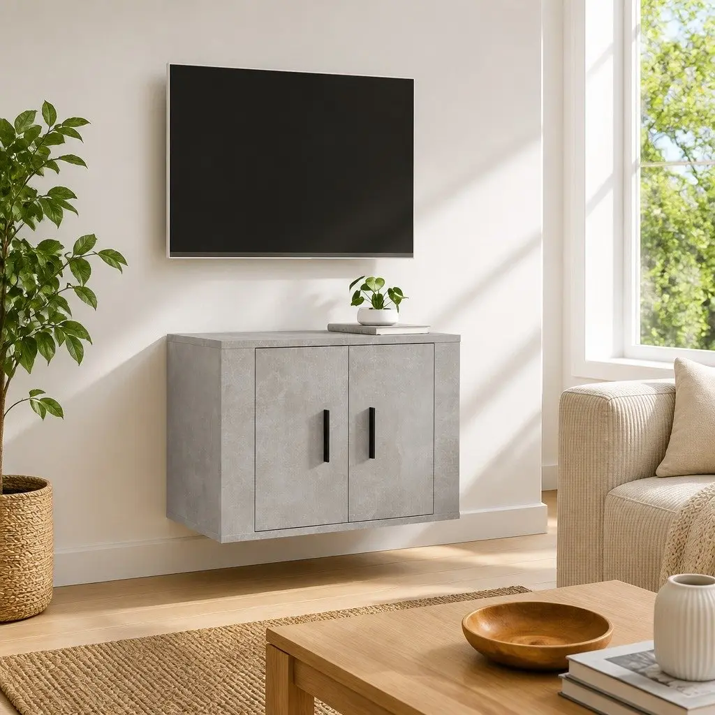 Grey Wall-Mounted TV Cabinet