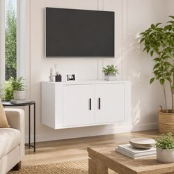 White High Gloss TV Cabinet Wall Mounted 80x34.5x40cm