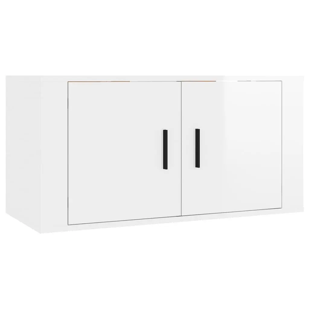 Wall Mounted TV Cabinet High Gloss Media Storage Unit 80x34.5x40cm White