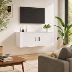 Practical Wall Mounted TV Cabinet in White for Any Space