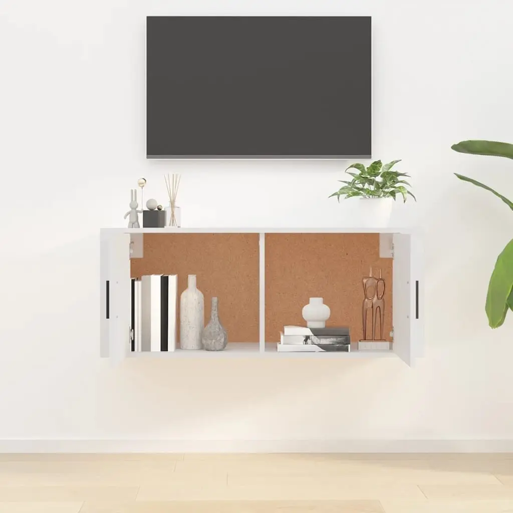 Wall Mounted TV Cabinet Media Storage Unit 100x34.5x40 cm White