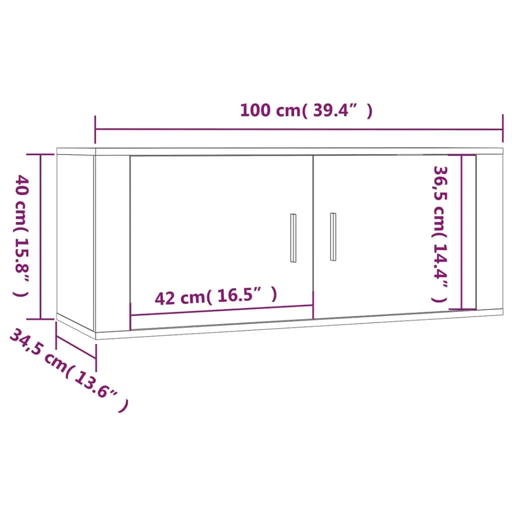 Wall Mounted TV Cabinet Media Storage Unit 100x34.5x40 cm White