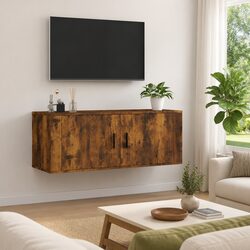 Warm Brown Wall-Mounted TV Storage Unit