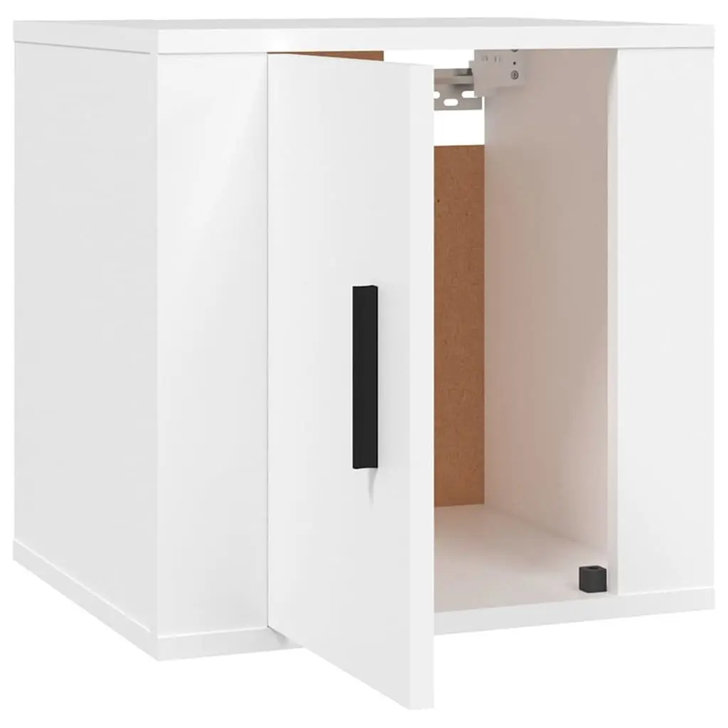 Floating Media Storage Unit White Wall Mounted TV Cabinet 40x34.5x40cm