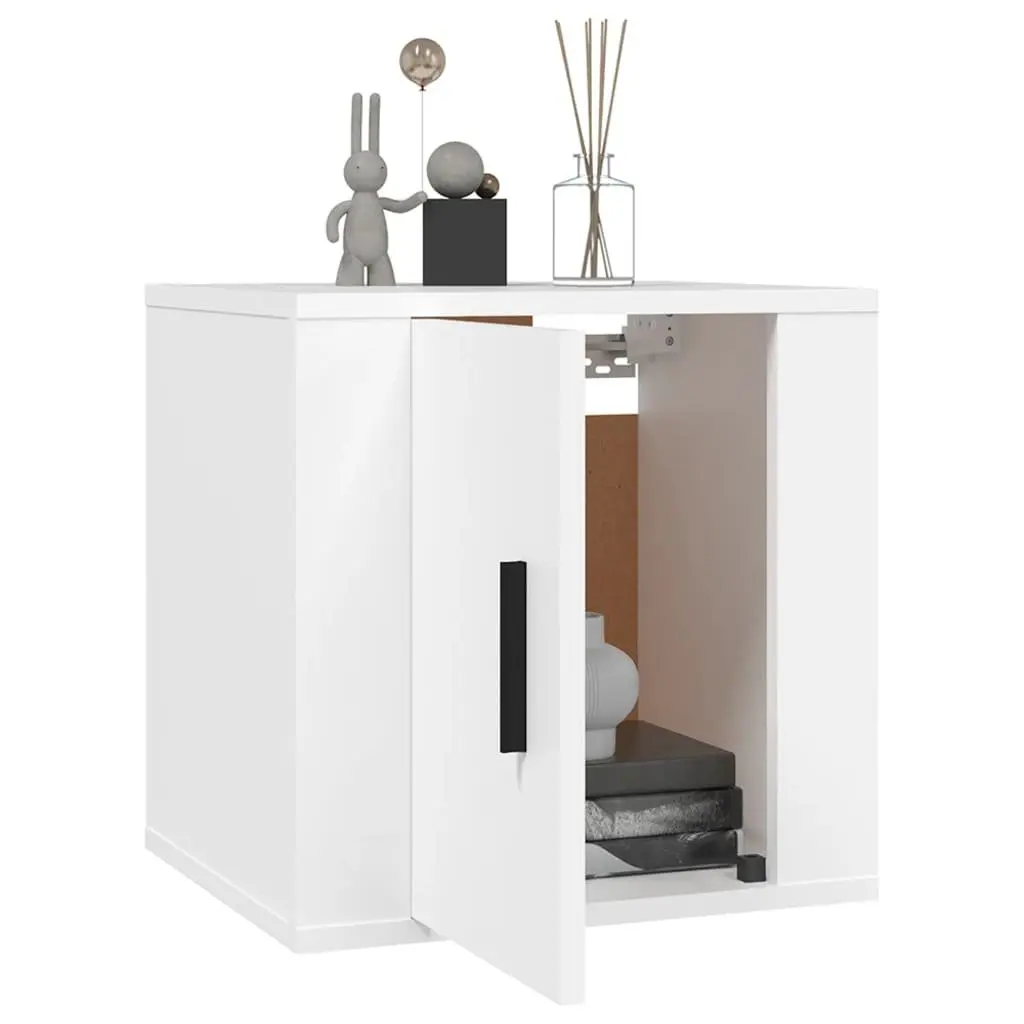 White Wall Mounted TV Cabinet with Storage