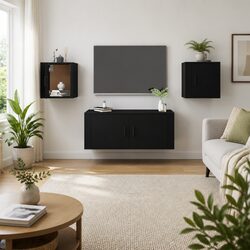 Durable Black Storage Cabinet for TVs and More