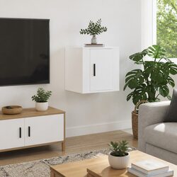 Functional White TV Cabinet: Wall Mounted 40x34.5x40cm