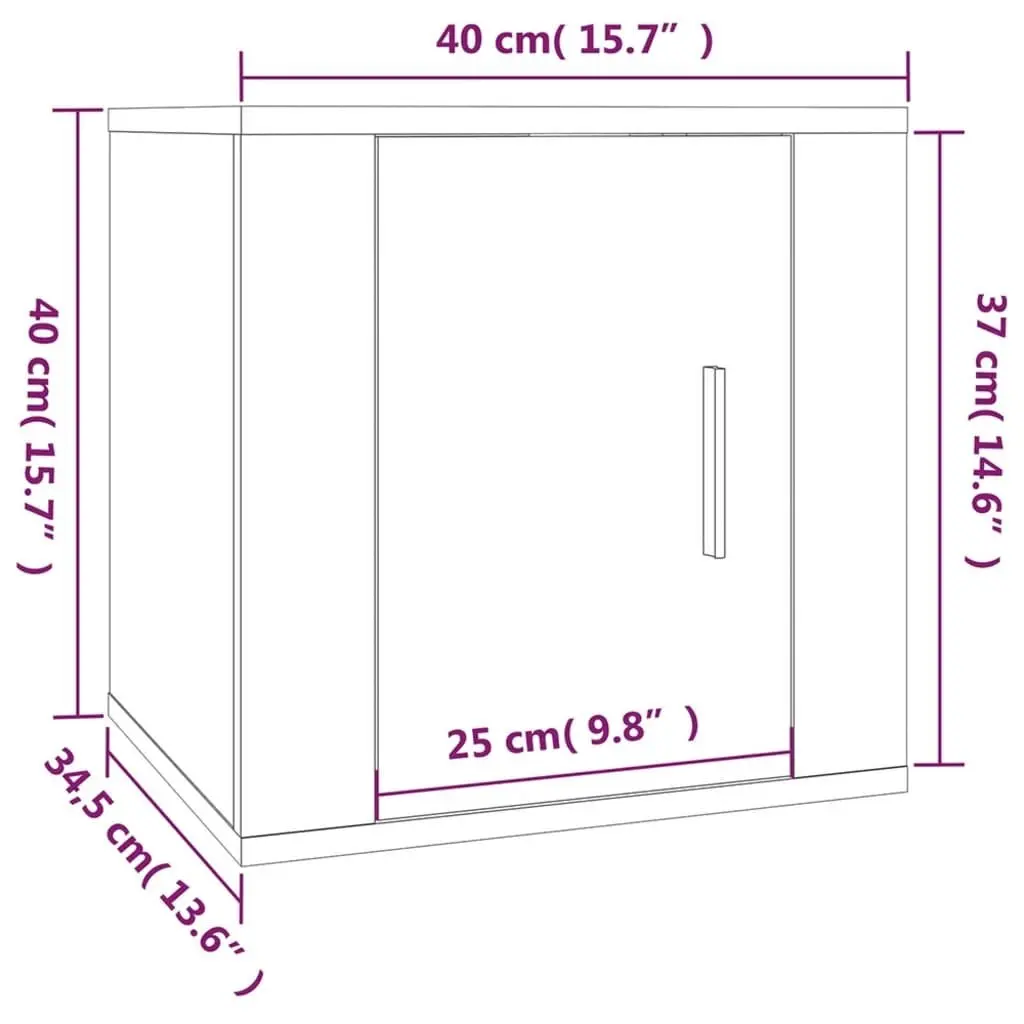 Wall Mounted TV Cabinet White 40x34.5x40cm High Gloss Storage Unit Media Display