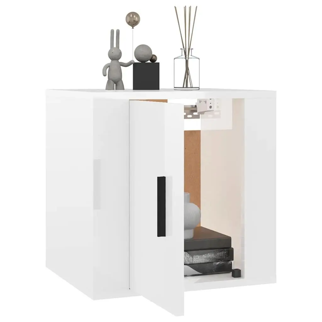 Wall Mounted TV Cabinet White 40x34.5x40cm High Gloss Storage Unit Media Display