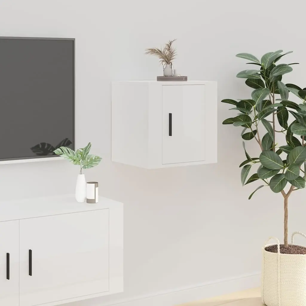 Wall Mounted TV Cabinet Storage Unit 40x34.5x40 cm White High Gloss