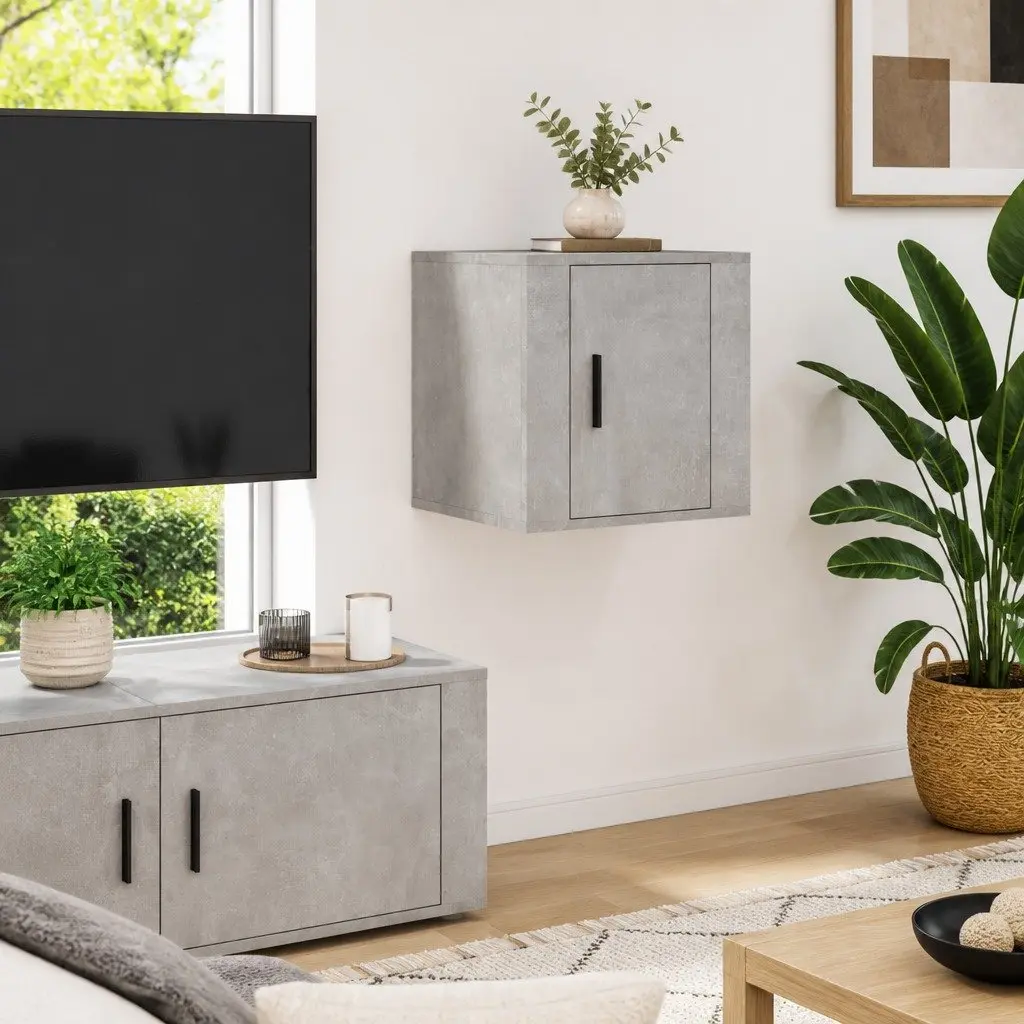 Grey Floating TV Cabinet with Ample Storage