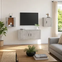 Warm and Practical Grey Concrete TV Cabinet