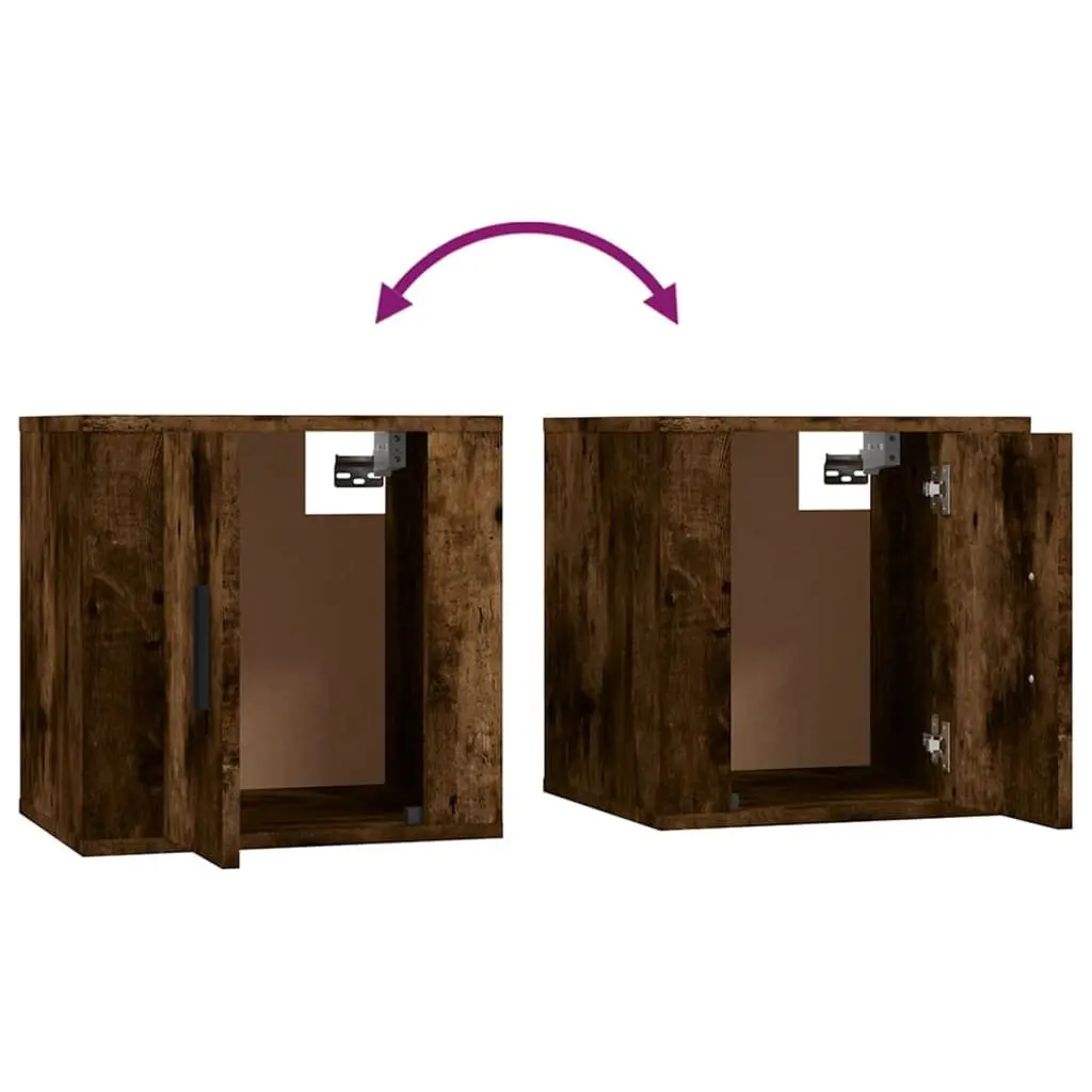 Wall Mounted TV Cabinet Smoked Oak Media Storage Unit Floating Display Shelf