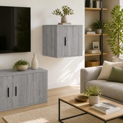 Reliable Grey Wall-Mounted TV Cabinet with Storage Features