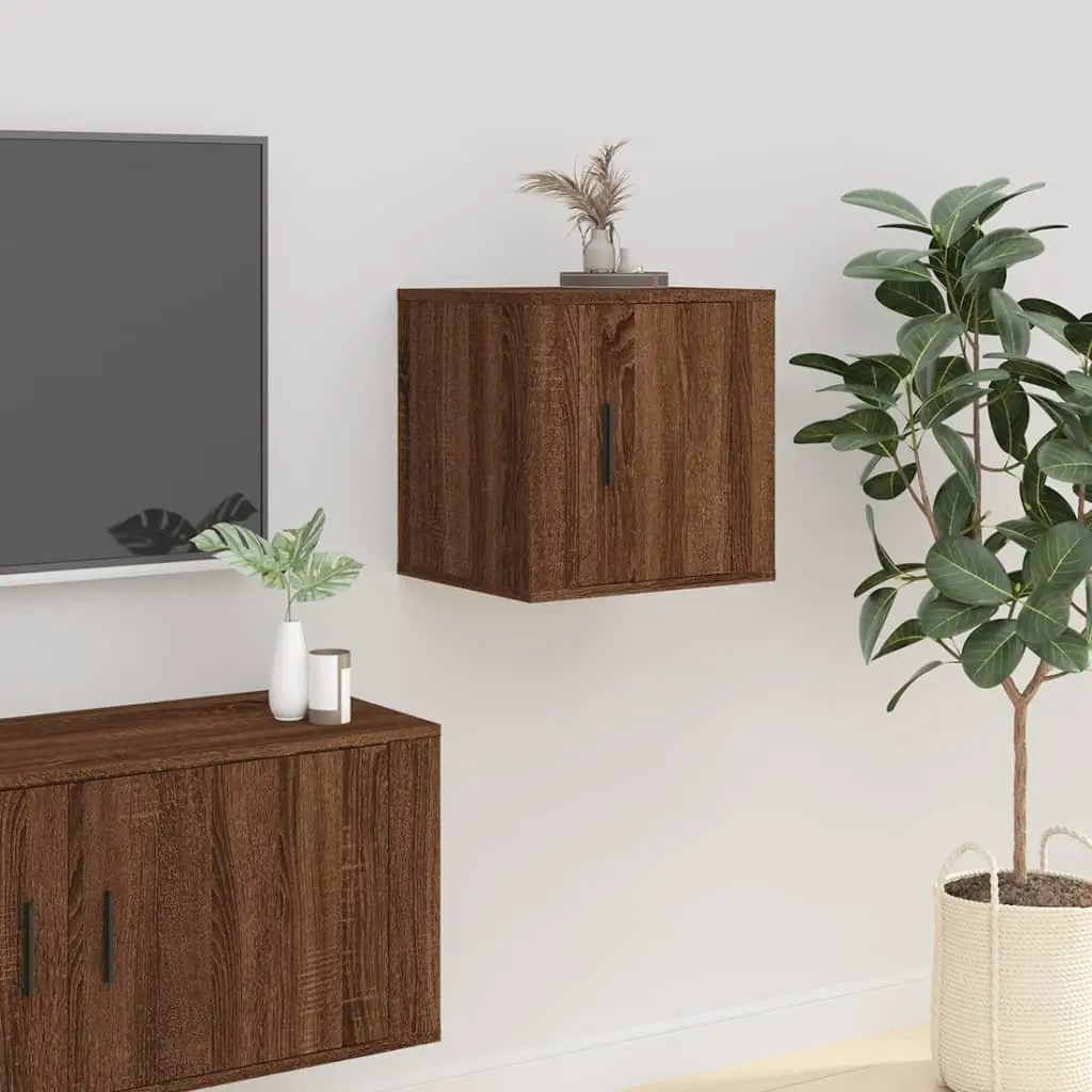 Brown Oak TV Cabinet Set