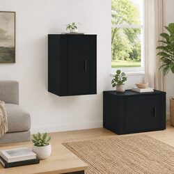Reliable Black Wall Mounted TV Cabinet for Practical Use