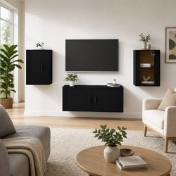 Practical and Stylish Black Wall Mounted TV Cabinet
