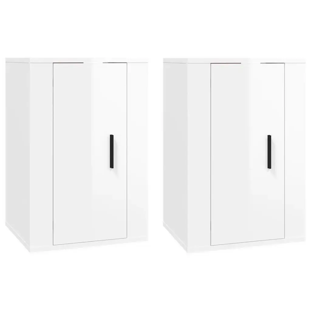 Wall Mounted TV Cabinet White High Gloss Storage Unit 40x34.5x60cm Media