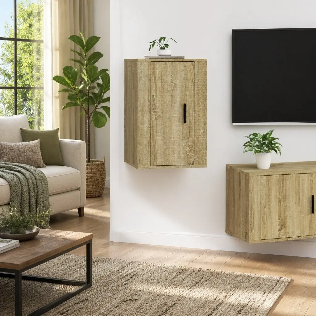 Wall Mounted TV Cabinet Media Storage Unit 40 x 34.5 x 60 cm Brown