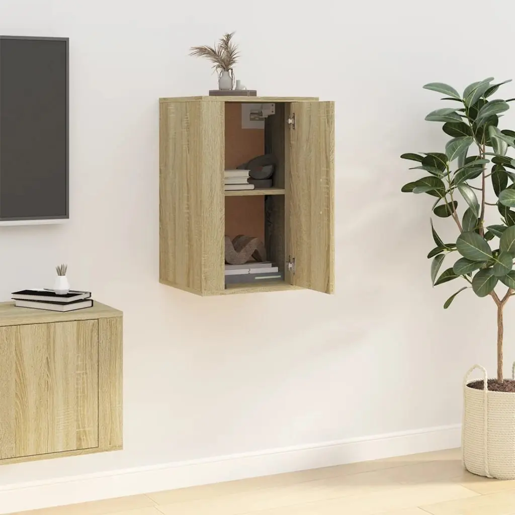 Wall Mounted TV Cabinet Media Storage Unit 40 x 34.5 x 60 cm Brown