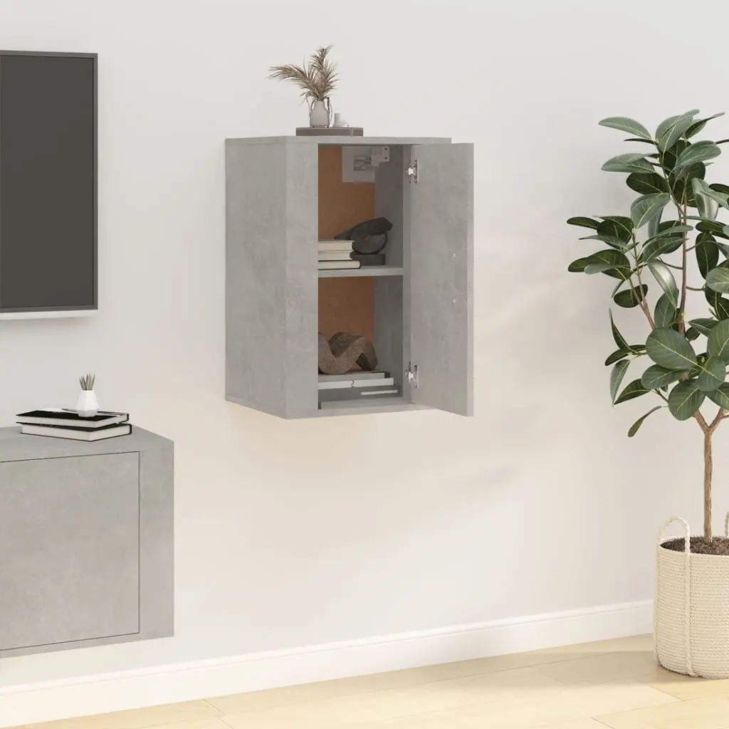 Wall Mounted TV Cabinet Grey Media Storage Unit Floating Shelf Organiser