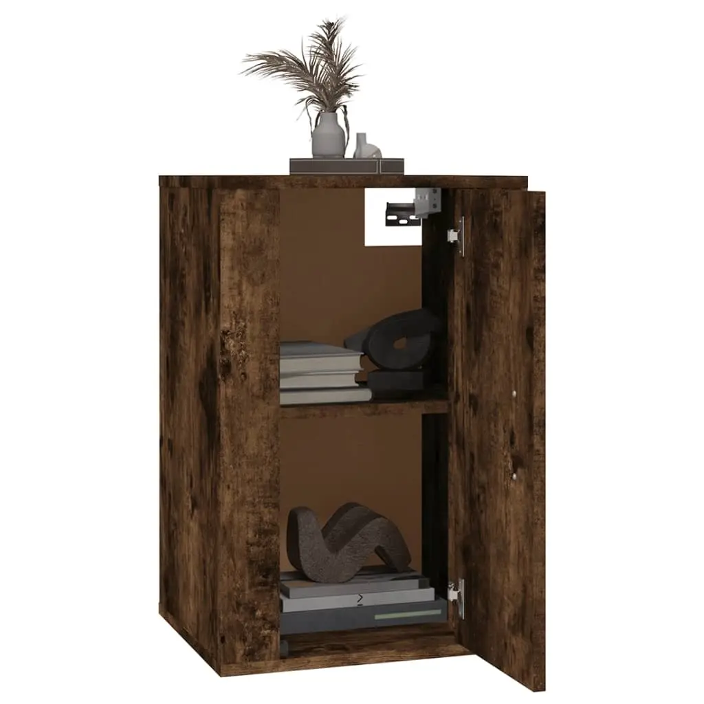 Wall Mounted TV Cabinet Brown Smoked Oak Media Storage Unit Floating Cupboard