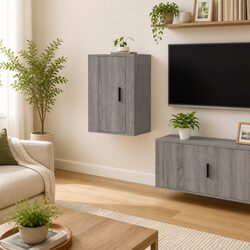 Warm Grey Sonoma Wall Mounted TV Cabinet for Real Use