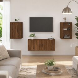Reliable Brown Oak Wall Mounted TV Cabinet