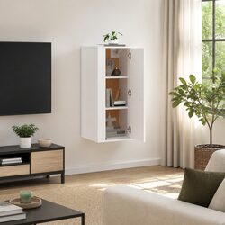 Practical White TV Cabinet: Wall Mounted 40x34.5x80cm