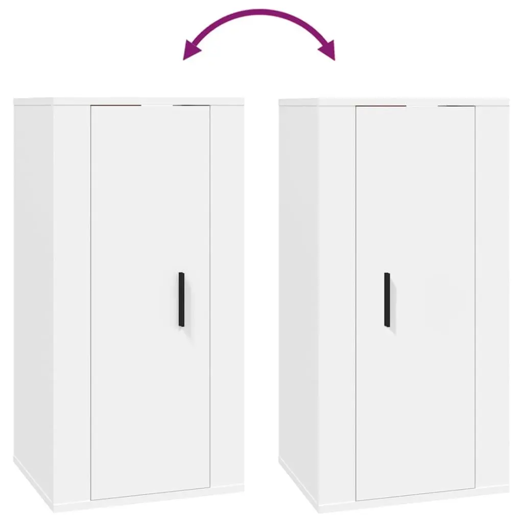 Wall Mounted TV Cabinet White Storage Unit Media Display Shelves 40x34.5x80cm