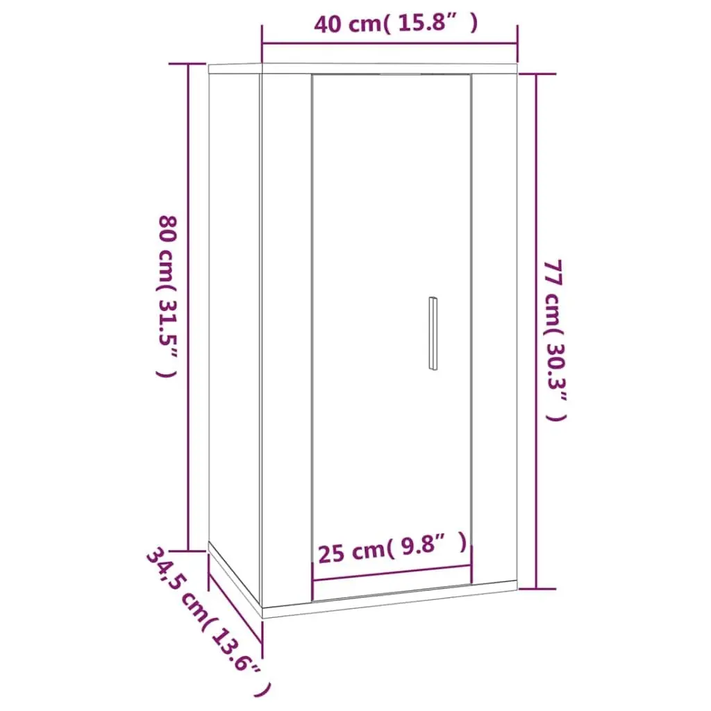 Wall Mounted TV Cabinet White Storage Unit Media Display Shelves 40x34.5x80cm