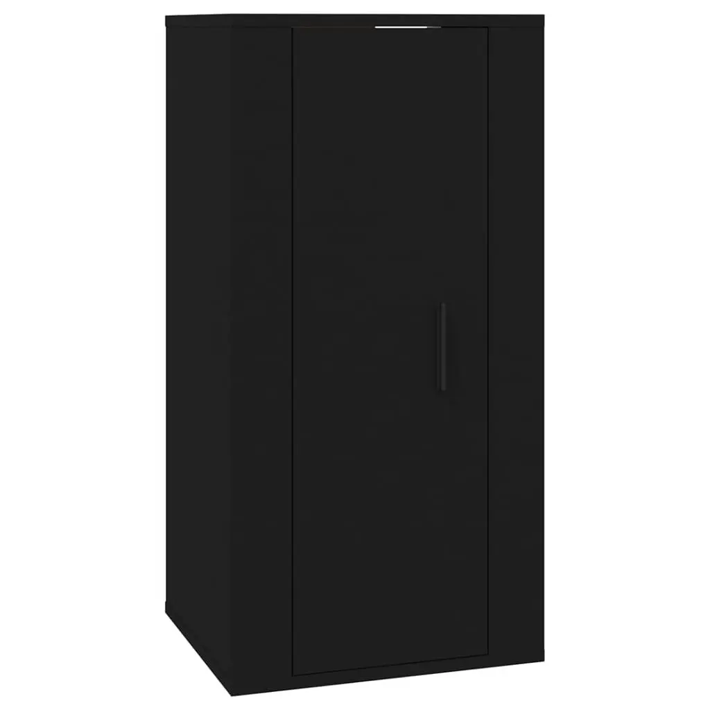 Black Wall Mounted Storage Unit for TV Media Display Cabinet 40x34.5x80cm