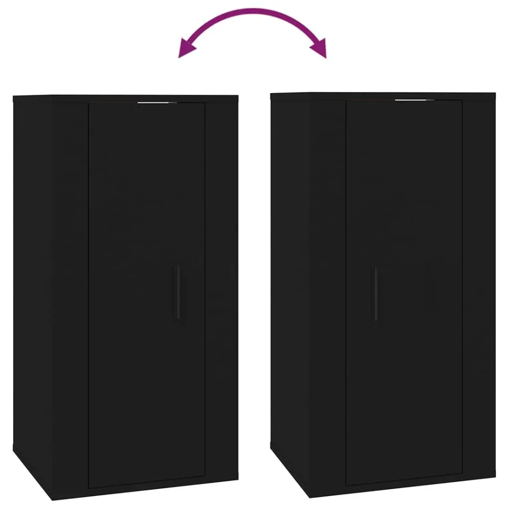 Black Wall Mounted Storage Unit for TV Media Display Cabinet 40x34.5x80cm