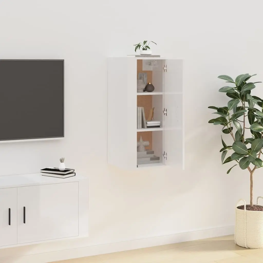 Wall Mounted TV Cabinet White High Gloss Media Storage Unit Floating Display