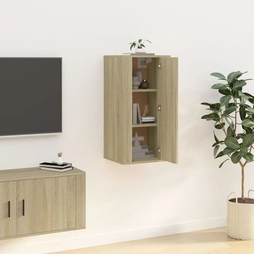 Wall Mounted TV Cabinet Brown Storage Unit 40 x 34.5 x 80 cm