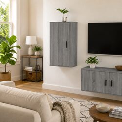 Warm and Practical Grey Wall Mounted TV Cabinet