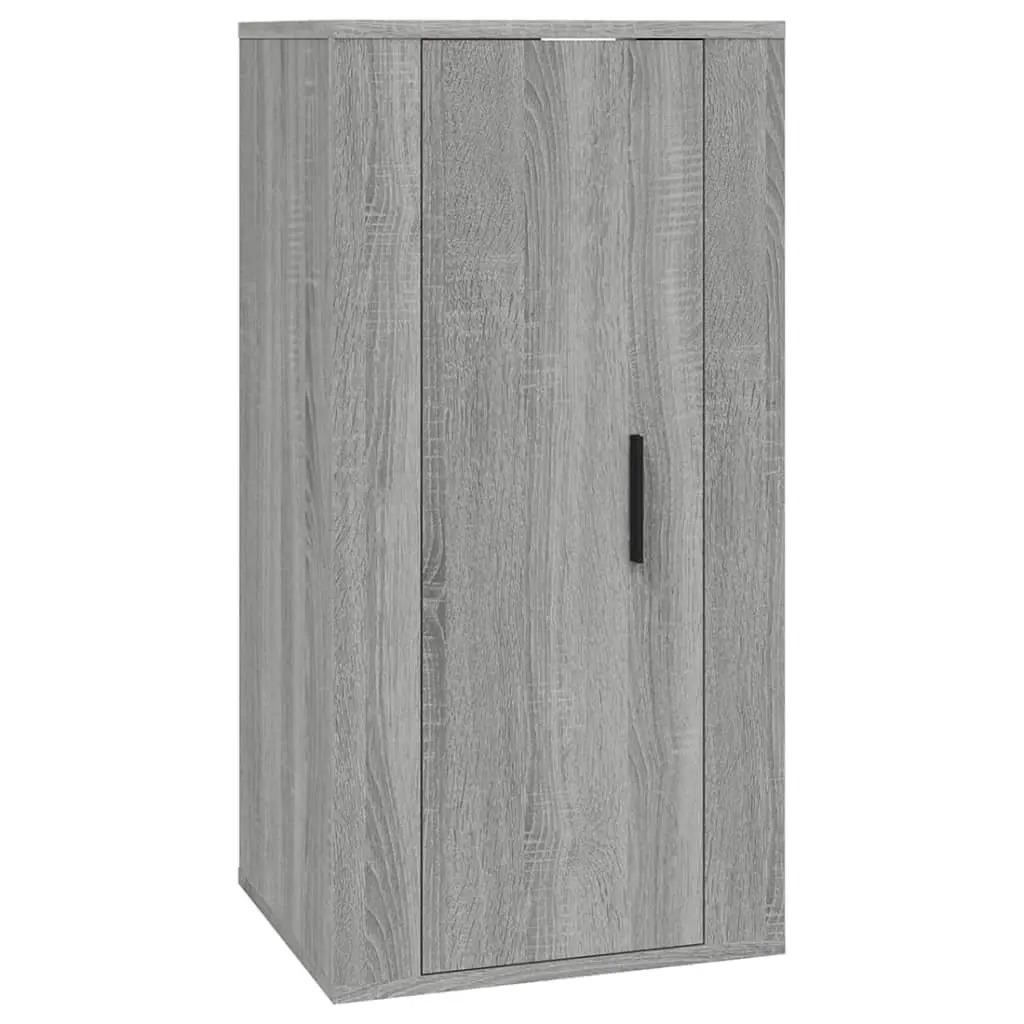 Wall Mounted TV Cabinet Grey Media Unit 3 Compartments Storage Organiser Décor