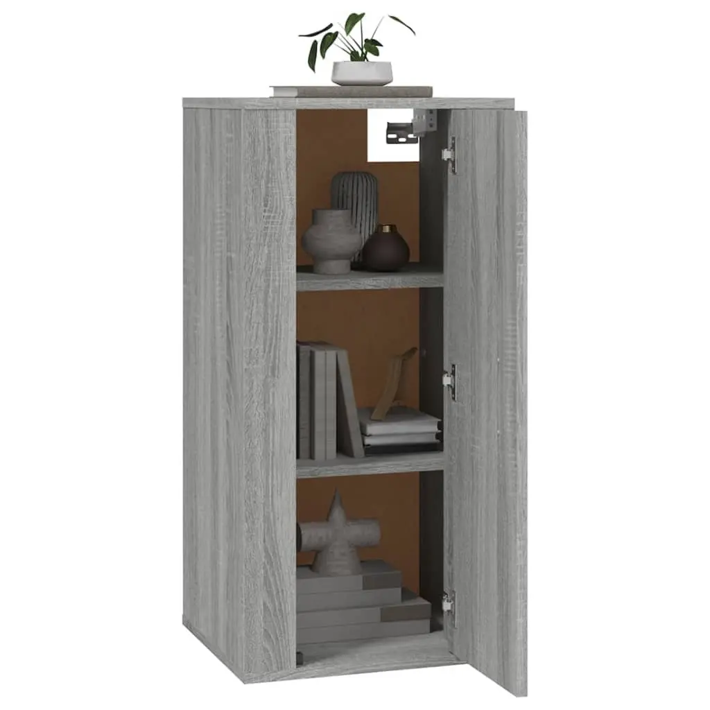 Wall Mounted TV Cabinet Grey Media Unit 3 Compartments Storage Organiser Décor